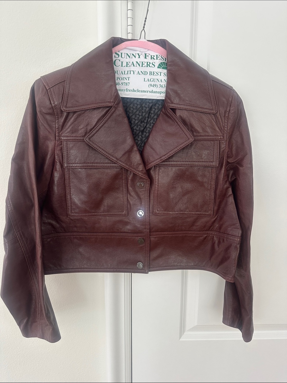 Rebecca Minkoff Deep Burgundy Leather Button-Front Jacket